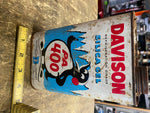 Vtg Davison Silica Gel Metal Quart Size Oil Gas Tin Can Penguin Great Graphics!