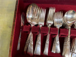 VTG Community finest  Silverplate Silverware Set in Wooden Box