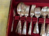 VTG Community finest  Silverplate Silverware Set in Wooden Box