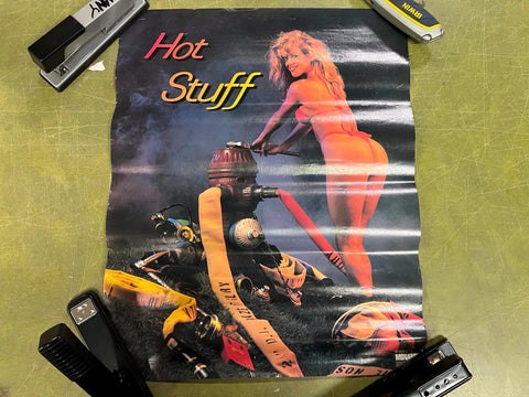 VTG 1980s Hot Stuff Fireman Original Hot Bikini Girl Poster 19.5X16