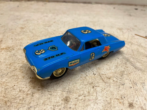 vtg Eldon 1/32 1029-12A 1962 Ford Thunderbird slot car blue racer