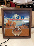vtg 1970s Busch Beer 3-D Western Cowboy Lighted advertisement sign clock tested