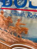 vtg 1970s Busch Beer 3-D Western Cowboy Lighted advertisement sign clock tested