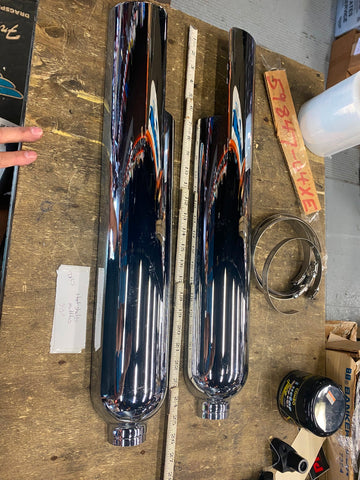 Chrome Heat Shields mufflers Harley Touring FLH Bagger Vance 3 1/2 Custom Exhaus
