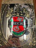 vtg Becks German Import Mirrored Framed advertising bar sign 19X14 man cave