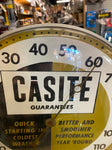 Vtg Casite Advertising Service Oil Gas Station Sign Glass Thermometer 12" Mint!