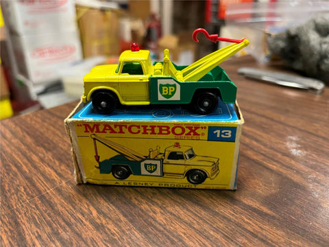 VTG Matchbox Lesney #13 BP 1965 Dodge Wreck Truck Red Hook Original Box