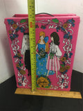 Vintage 1960s Mattel Barbie doll & friends trunk pink large case W wicker chairs