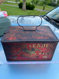 Vtg Union Leader Smoke Chew Tobacco Tin Box Antiqu Litho cut Plug Great Graphics