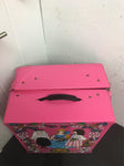 Vintage 1960s Mattel Barbie doll & friends trunk pink large case W wicker chairs