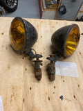 Vtg Antique Dietz Fog Lamps LIghts Ford Model T A HOT Rat Rod auto Truck Mounts!