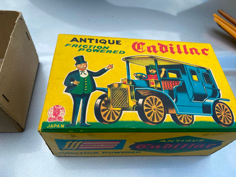 Vtg Japan Friction Car Cadillac Tin Toy 1950's MINT NIB Orig Box Auto Truck Shio