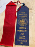 Vtg 1935 Corsica Pa Community Days Awards Ribbons 1st 2nd Place History Collecti