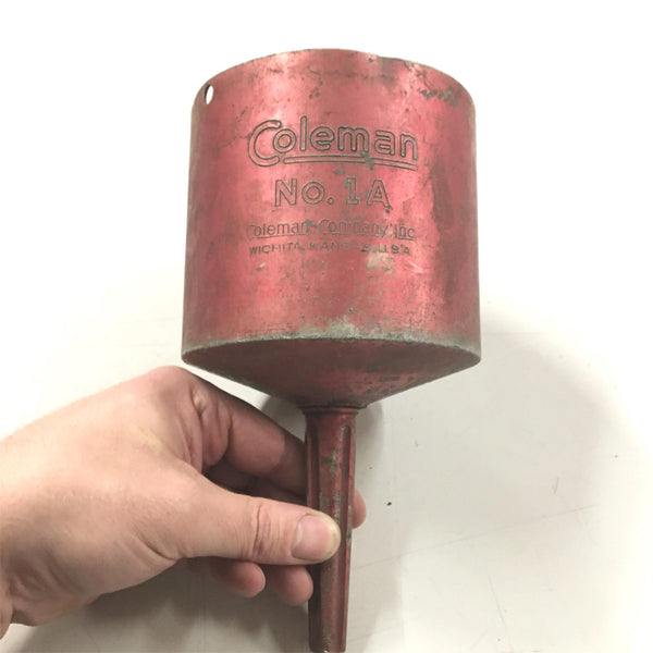 Vtg Red Coleman No 1A Filter Large Metal Aluminum Funnel w