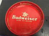 VINTAGE BUDWEISER KING OF BEERS 13"round TIN METAL Red SERVING tray Mancave sign