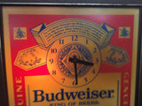 Vintage 1980's Budweiser King of Beers Lighted Sign Clock Wall décor mancave pce
