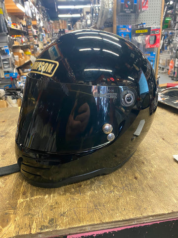 1975 motorcycle helmet Vtg 1975 Simpson FF Racing Helmet Black Flip Shield Motorcycle Drag Ra – cyclewarehouse.online