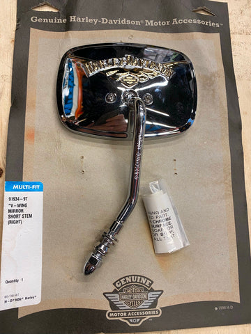 NOS Fac V Wing mirror Harley Chrome Gold Right OEM Bagger Softail Dyna sportster