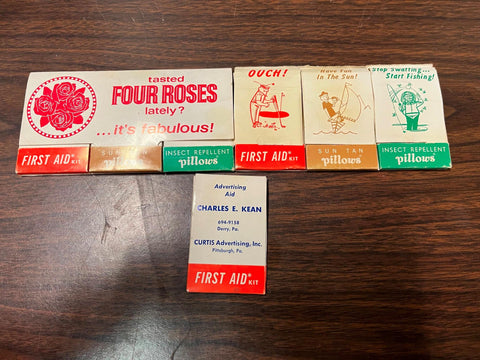VTG Mid Century 1950s Lot of 2 Kessler Promotional Lotion Pocket First Aid pack