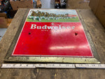 Vtg Budweiser Clydesdale King of beers 14x17 1960's Sign Adverting Tavern Man Ca