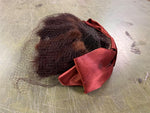 VTG Antique Green Net Velvet Fascinator Hat Satin Real Fur Millinery Rust