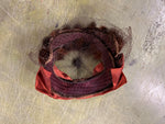 VTG Antique Green Net Velvet Fascinator Hat Satin Real Fur Millinery Rust