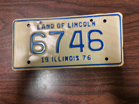 VTG 1976 Land of Lincoln Illinois Motorcycle License Plate 6746
