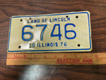 VTG 1976 Land of Lincoln Illinois Motorcycle License Plate 6746