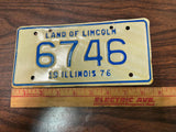 VTG 1976 Land of Lincoln Illinois Motorcycle License Plate 6746