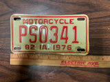 VTG original 1976 Iowa State Motorcycle License Plate PS0341
