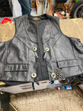 XXL OEM Harley Leather Vest Conchos lace Chain Biker Liner Factory 90's Vtg