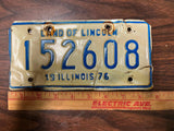 VTG 1976 Land of Lincoln Illinois Motorcycle License Plate 152608