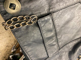 XXL OEM Harley Leather Vest Conchos lace Chain Biker Liner Factory 90's Vtg
