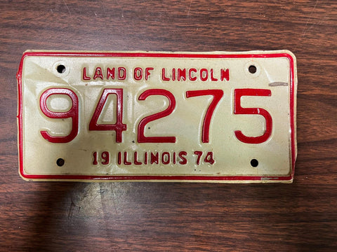 VTG 1974 Land of Lincoln Illinois Motorcycle License Plate 94275