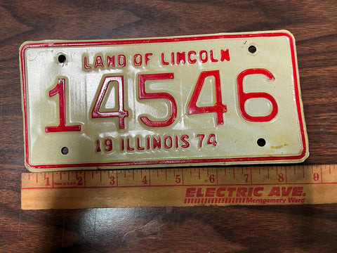 VTG 1974 Land of Lincoln Illinois Motorcycle License Plate 14546
