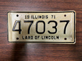 VTG 1971 Land of Lincoln Illinois Motorcycle License Plate 47037