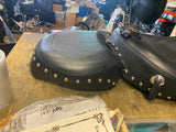 Mustang Solo Pad Drivers Backrest Seat Harley Dyna 2006^ touring Studs Conchos