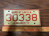 VTG 1974 Land of Lincoln Illinois Motorcycle License Plate 30338