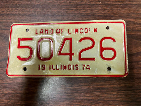 VTG 1974 Land of Lincoln Illinois Motorcycle License Plate 50426