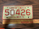 VTG 1974 Land of Lincoln Illinois Motorcycle License Plate 50426
