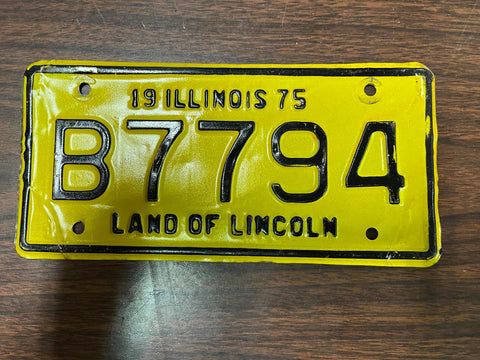 VTG 1975 Land of Lincoln Illinois Motorcycle License Plate B7794