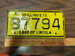 VTG 1975 Land of Lincoln Illinois Motorcycle License Plate B7794