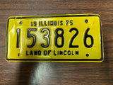 VTG 1975 Land of Lincoln Illinois Motorcycle License Plate 153826