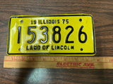 VTG 1975 Land of Lincoln Illinois Motorcycle License Plate 153826