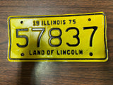 VTG 1975 Land of Lincoln Illinois Motorcycle License Plate 57837
