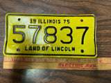 VTG 1975 Land of Lincoln Illinois Motorcycle License Plate 57837