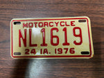 VTG 1976 Iowa Motorcycle License Plate NL1619