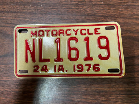 VTG 1976 Iowa Motorcycle License Plate NL1619