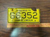 VTG 1975 Land of Lincoln Illinois Motorcycle License Plate 66352