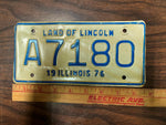 VTG 1976 Land of Lincoln Illinois Motorcycle License Plate A7180